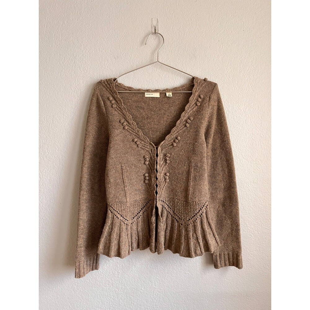 Sleeping on Snow Anthropologie Nodding Fronds Cardigan in Brown Size MEDIUM